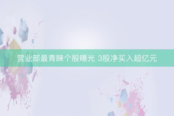 营业部最青睐个股曝光 3股净买入超亿元