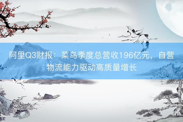 阿里Q3财报：菜鸟季度总营收196亿元，自营物流能力驱动高质量增长