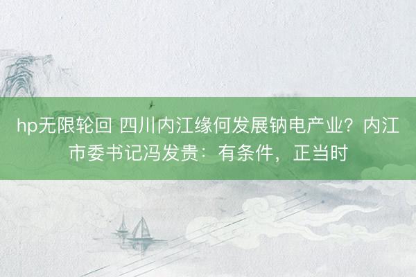hp无限轮回 四川内江缘何发展钠电产业？内江市委书记冯发贵：有条件，正当时