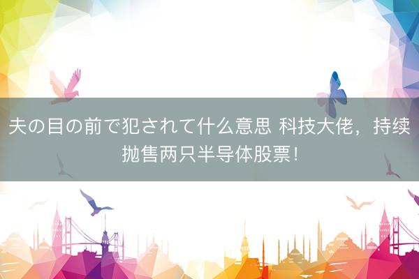 夫の目の前で犯されて什么意思 科技大佬，持续抛售两只半导体股票！