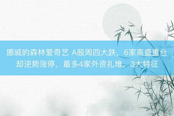 挪威的森林爱奇艺 A股周四大跌，6家高盛重仓却逆势涨停，最多4家外资扎堆，3大特征