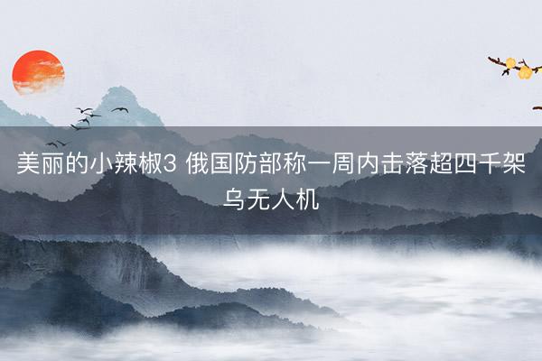 美丽的小辣椒3 俄国防部称一周内击落超四千架乌无人机