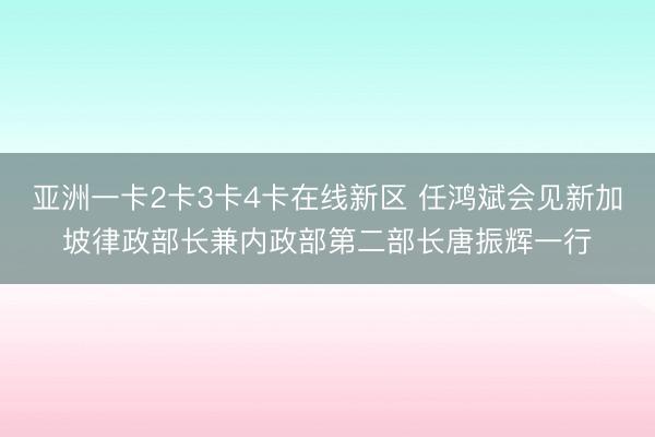 亚洲一卡2卡3卡4卡在线新区 任鸿斌会见新加坡律政部长兼内政部第二部长唐振辉一行