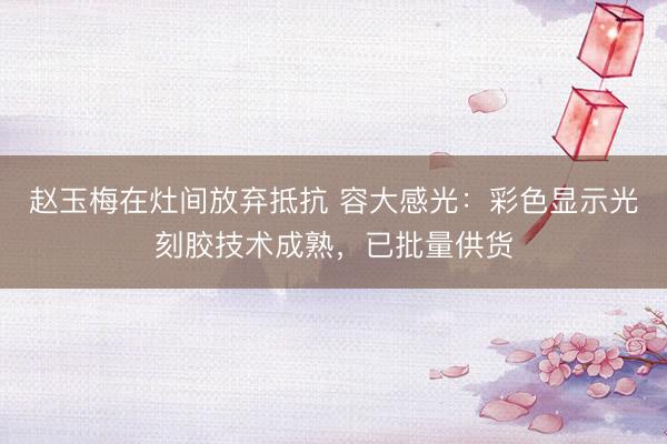 赵玉梅在灶间放弃抵抗 容大感光：彩色显示光刻胶技术成熟，已批量供货