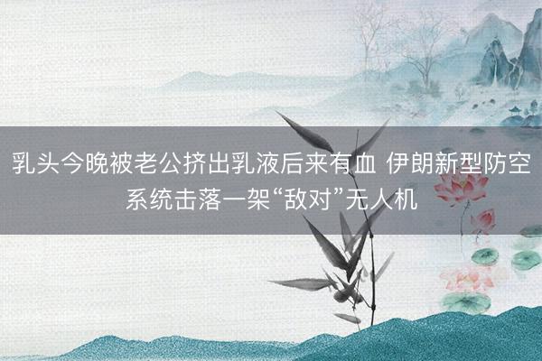 乳头今晚被老公挤出乳液后来有血 伊朗新型防空系统击落一架“敌对”无人机