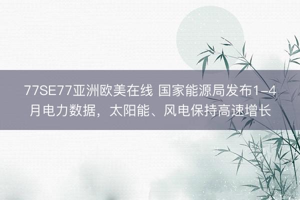 77SE77亚洲欧美在线 国家能源局发布1-4月电力数据，太阳能、风电保持高速增长