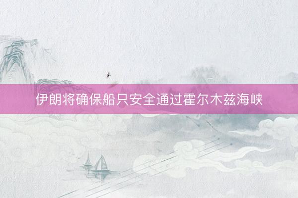 伊朗将确保船只安全通过霍尔木兹海峡