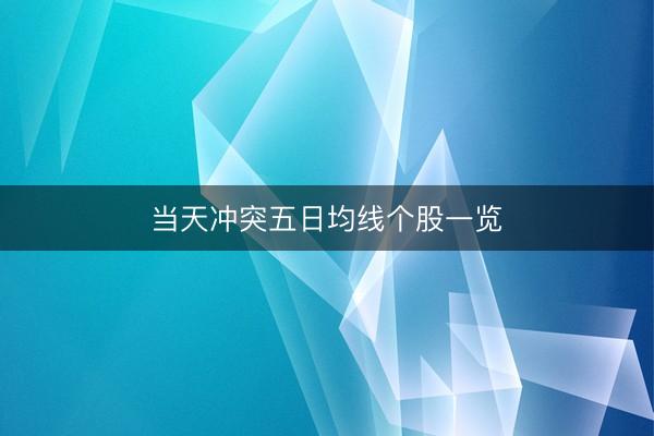 当天冲突五日均线个股一览