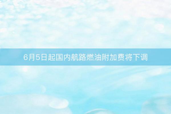 6月5日起国内航路燃油附加费将下调