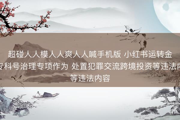 超碰人人模人人爽人人喊手机版 小红书运转金融专科号治理专项作为 处置犯罪交流跨境投资等违法内容