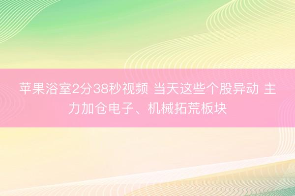 苹果浴室2分38秒视频 当天这些个股异动 主力加仓电子、机械拓荒板块
