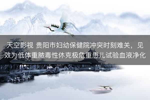 天空影视 贵阳市妇幼保健院冲突时刻难关，见效为低体重脓毒性休克极危重患儿试验血液净化