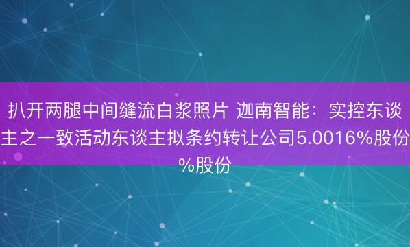 扒开两腿中间缝流白浆照片 迦南智能:实控东谈主之一致活动东谈主拟条约转让公司5.0016%股份