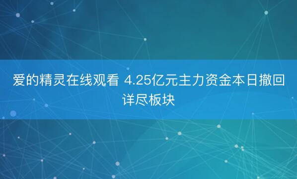 爱的精灵在线观看 4.25亿元主力资金本日撤回详尽板块
