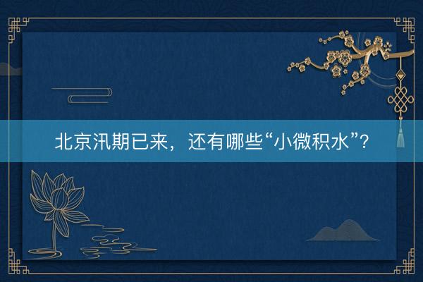 北京汛期已来，还有哪些“小微积水”？