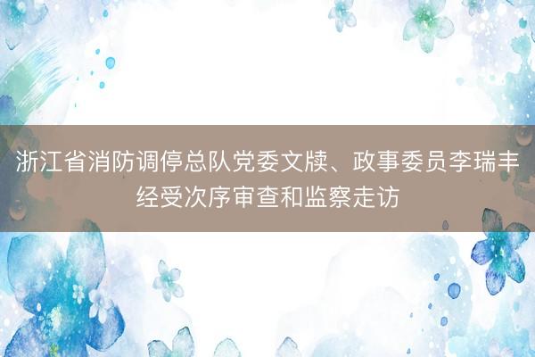 浙江省消防调停总队党委文牍、政事委员李瑞丰经受次序审查和监察走访
