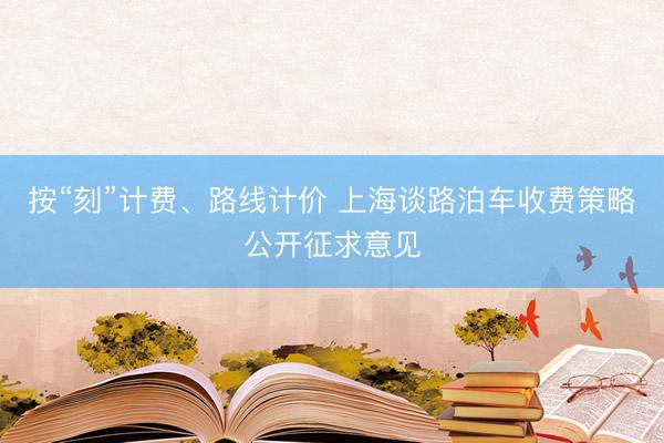 按“刻”计费、路线计价 上海谈路泊车收费策略公开征求意见
